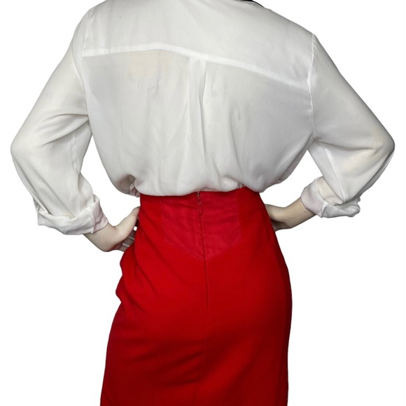 7TH AVENUE NEW YORK & COMPANY White & Black Button Up Long Sleeve Blouse Shirt,L - Picture 2 of 16